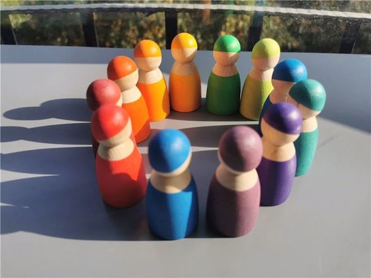 فرز Pegdoll Wooden Rainbow Stacker لعبة عصا الذاكرة الخشبية