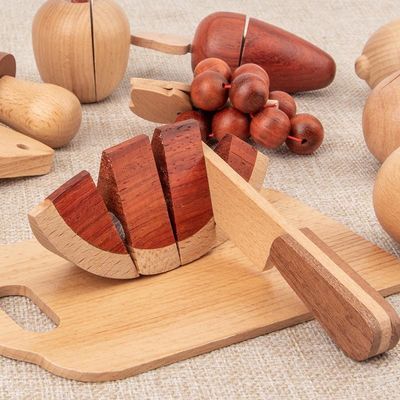مجموعة طعام خشبية طبيعية من الفواكه والخضروات 5.5 سم