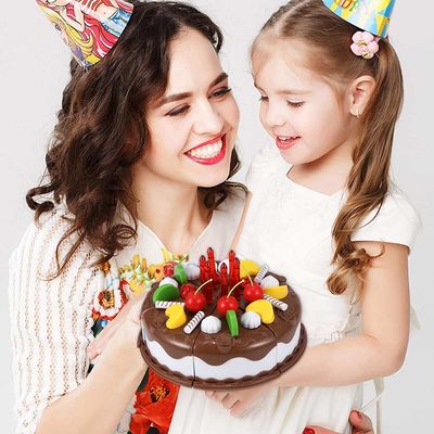 DIY بها بنفسك 5.9 بوصة مجموعة قطع الفاكهة الخشبية لعبة كعكة عيد ميلاد البلاستيك