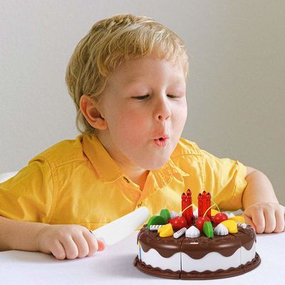 DIY بها بنفسك 5.9 بوصة مجموعة قطع الفاكهة الخشبية لعبة كعكة عيد ميلاد البلاستيك