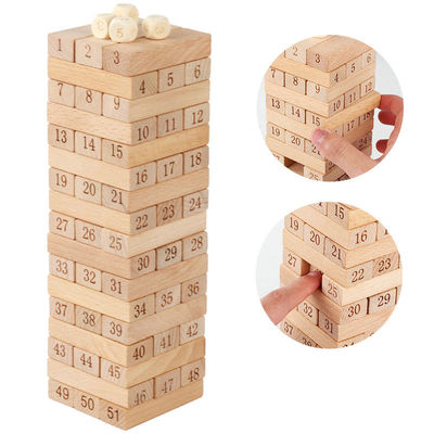 مكعبات بناء خشبية مكونة من 51 قطعة من لعبة Dominos Jenga