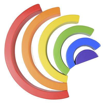 مكعبات خشبية 4.5 سم مكعبات قوس قزح متراصة
