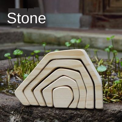 Ins Wavy Wooden Block Puzzle Toys مكعبات قوس قزح خشبية كورال جريم