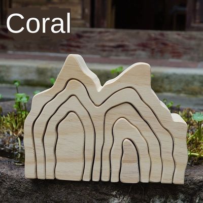 Ins Wavy Wooden Block Puzzle Toys مكعبات قوس قزح خشبية كورال جريم