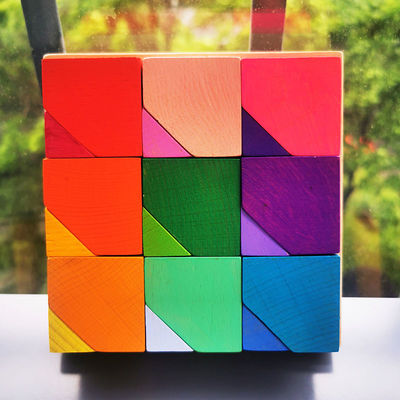 2300g 4cm قوس قزح زهرة خشبية لعبة خشبية حجر التراص