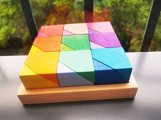 2300g 4cm قوس قزح زهرة خشبية لعبة خشبية حجر التراص