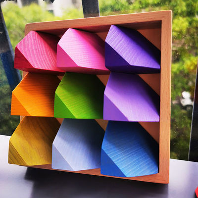 2300g 4cm قوس قزح زهرة خشبية لعبة خشبية حجر التراص