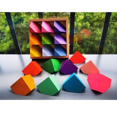 2300g 4cm قوس قزح زهرة خشبية لعبة خشبية حجر التراص