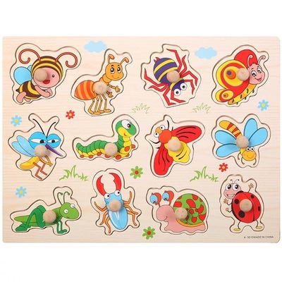 Hand Grasp 3D Montessori Wooden Jigsaw Puzzle لتعليم الرضع