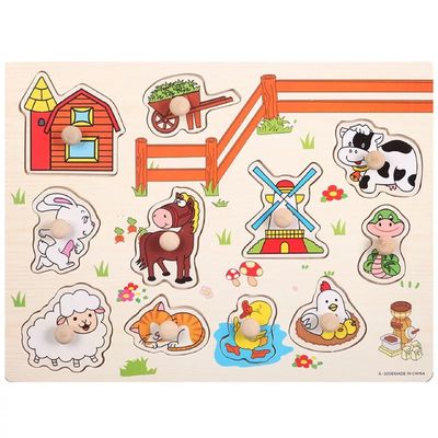 Hand Grasp 3D Montessori Wooden Jigsaw Puzzle لتعليم الرضع