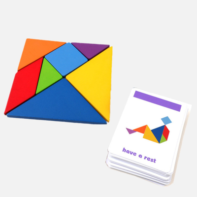 ثلاثية الأبعاد خشبية نمط الحيوان بازل قطع ملونة Tangram لعبة أطفال مونتيسوري التعليم المبكر ألعاب الفرز لعب الأطفال