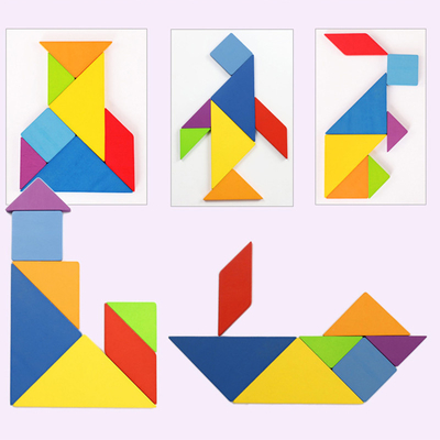 ثلاثية الأبعاد خشبية نمط الحيوان بازل قطع ملونة Tangram لعبة أطفال مونتيسوري التعليم المبكر ألعاب الفرز لعب الأطفال
