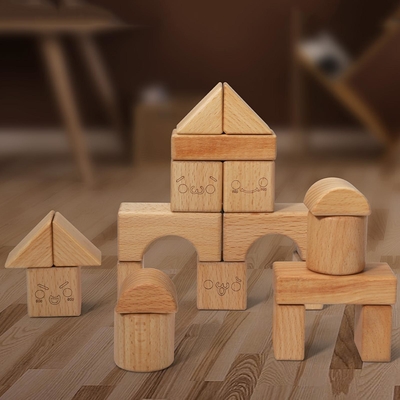 لعبة مكعبات خشبية صلبة تكديس شكل الإدراك DIY للأطفال والأطفال